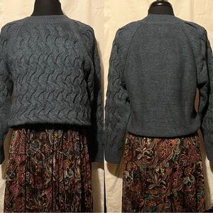 GAP Blue Cable Knit Crewneck Sweater